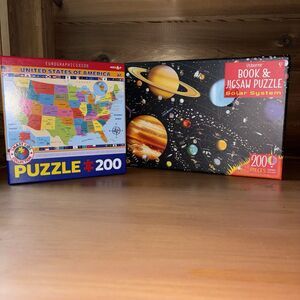 Puzzles 300 Piece (2) Solar System & USA Map Educational Home School